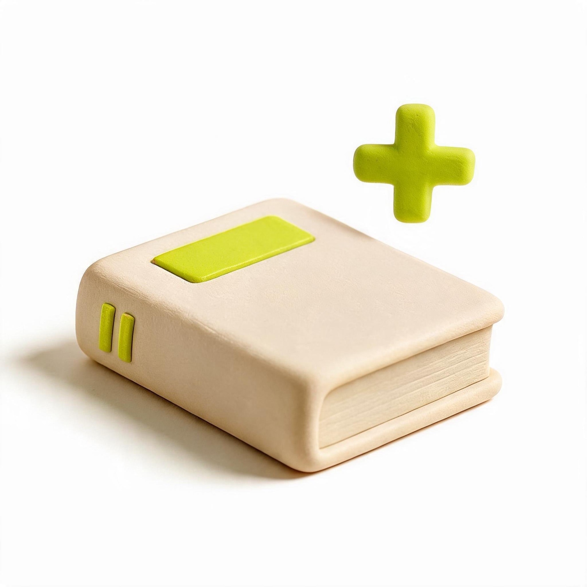 A soft cream book with a lime green detail